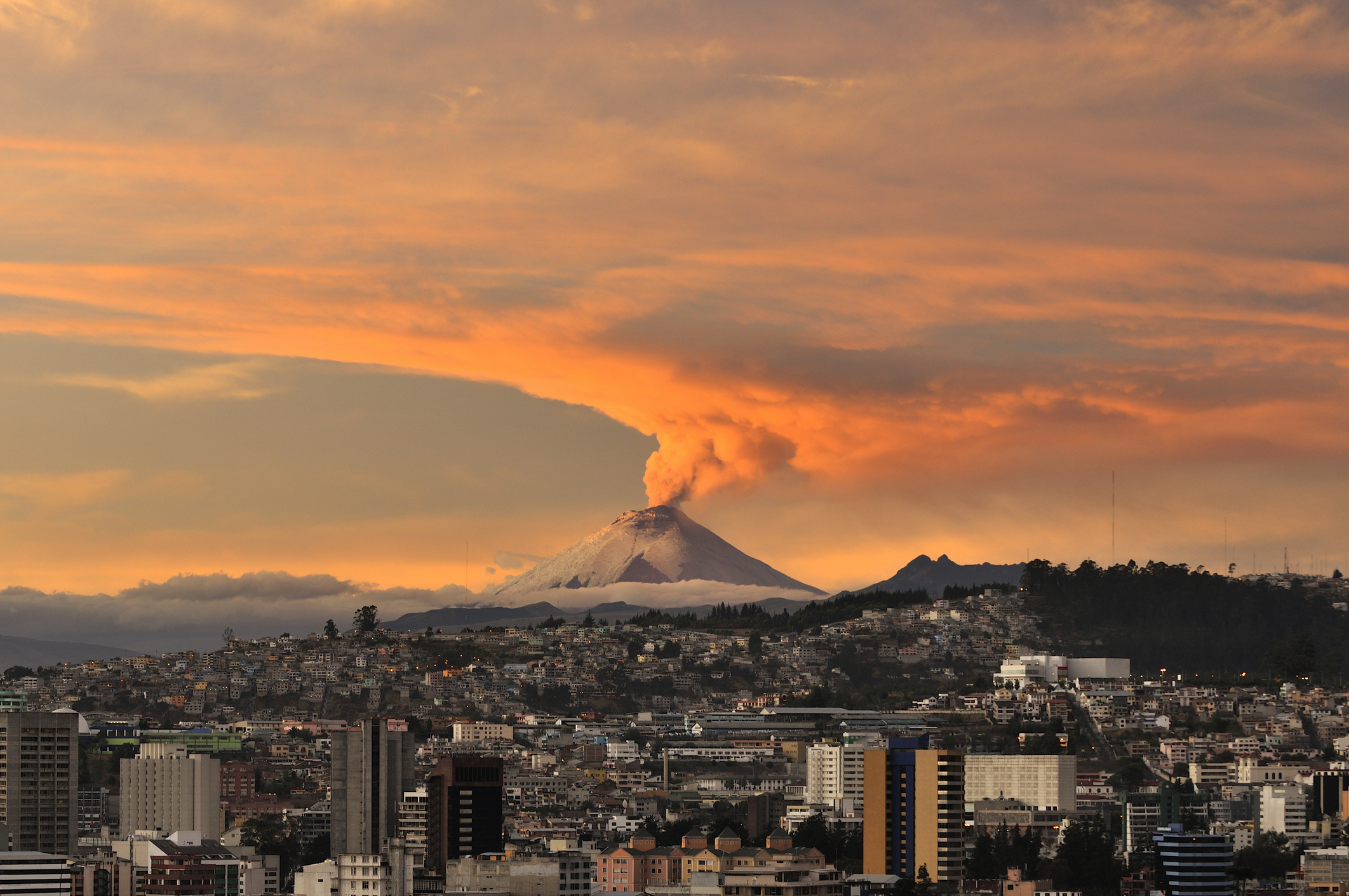 Mount Etna smoking with Sicily below