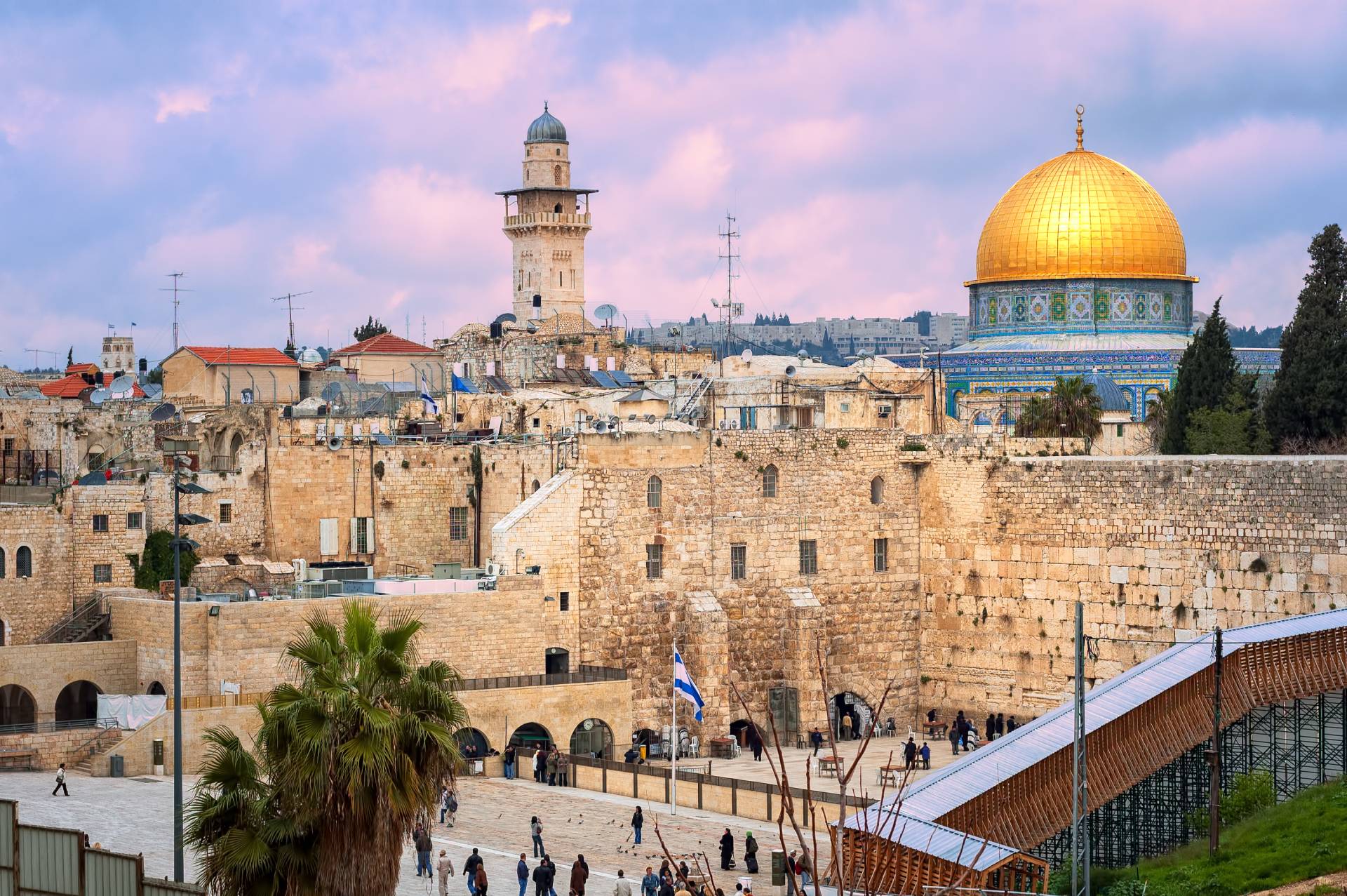 A photo of the Western Wall and the Dome of the Rock on the Temple Mount in Jerusalem, a holy site for religions including Christianity, Islam and Judaism.