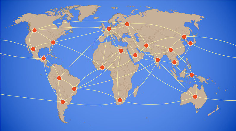 communication links world map