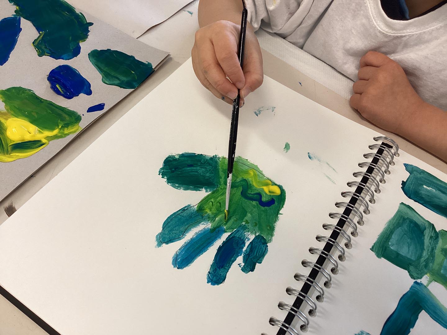 Child painting a hand