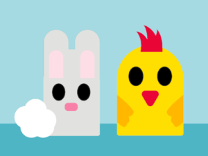 Puppets of easter bunny and chick