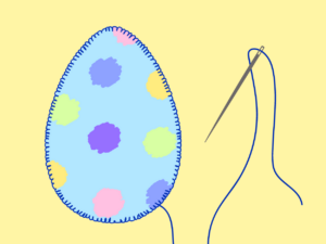 Stuffed easter egg toy with stitching detail